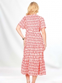 Robe Saint Trop' Red hoja robe fluide &agrave; imprim&eacute; tropical