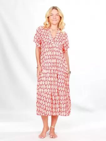 Robe Saint Trop' Red hoja robe graphique aux tons rouges