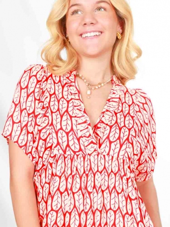 Robe Saint Trop' Red hoja robe graphique aux tons rouges