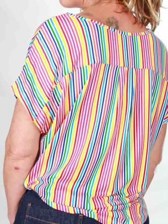 Top Gasby Rainbow stipes top graphique � rayures multicolores