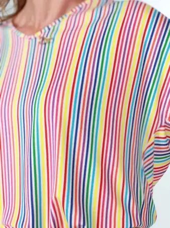 Top Gasby Rainbow stipes top graphique � rayures multicolores