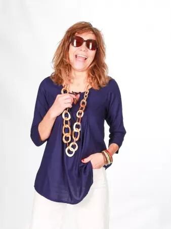 Top Chula Navy top fluide bleu marine au style boh�me