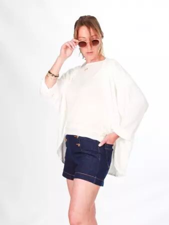 Cardigan maille ajour�e blanc article mode au design soign�