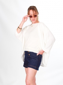 Cardigan maille ajourée blanc