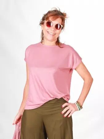 T-shirt uni bois de rose t-shirt basique bois de rose coupe simple