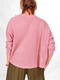 Cardigan maille ajourée rose ancien