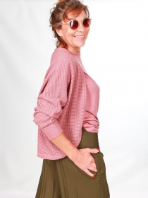 Cardigan maille ajourée rose ancien