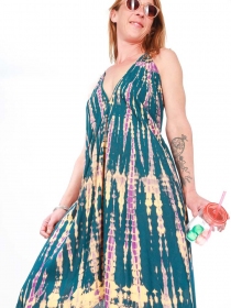 Robe tie & dye courte Bleu robe estivale fluide &agrave; effet tie and dye bleu