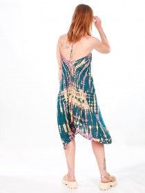 Robe tie & dye courte Bleu robe boh&egrave;me courte &agrave; effet tie and dye bleu