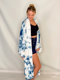 Kimono Haori Tie dye Shibori pi&egrave;ce mode d'inspiration japonaise