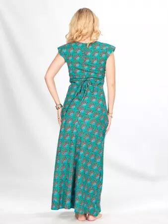 Robe Esther longue Livistona vert robe longue motif palmier