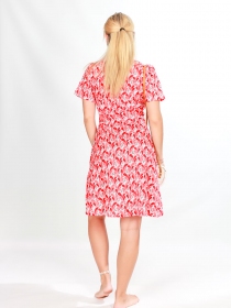 Robe boutonn&eacute;e Mia Iris rouge robe fluide expressive