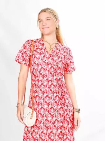 Robe boutonn�e Mia Iris rouge robe boh�me affirm�e