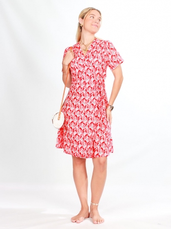 Robe boutonn�e Mia Iris rouge robe boh�me affirm�e