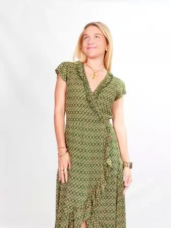 Robe kimono Aligato Hijau robe graphique zen