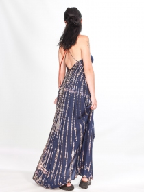 Robe tie & dye longue Navy robe longue boh&egrave;me aux nuances navy