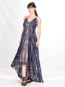 Robe tie & dye longue Navy robe fluide &eacute;l&eacute;gante tie and dye marine