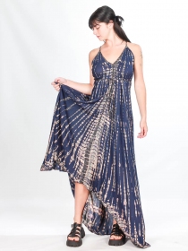 Robe tie & dye longue Navy robe boh&egrave;me longue &agrave; imprim&eacute; navy