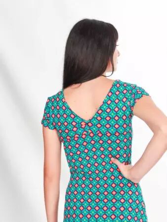 Robe Harini Geo floral bleu robe f�minine graphique