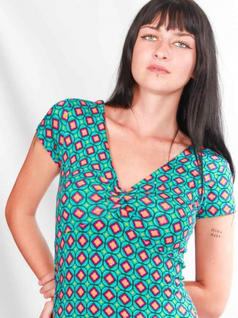 Robe Harini Geo floral bleu robe f�minine graphique