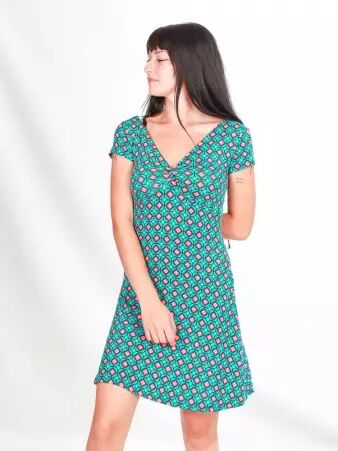 Robe Harini Geo floral bleu robe f�minine graphique