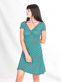 Robe Harini Geo floral bleu robe &eacute;l&eacute;gante color&eacute;e