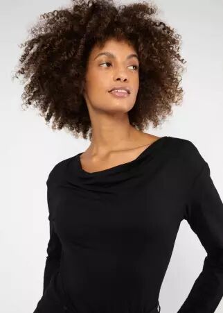 Top Wishful Waterfall soot black top noir charbon profond