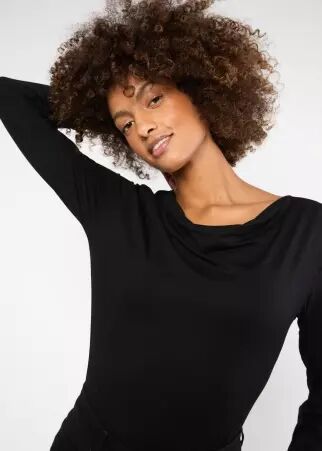 Top Wishful Waterfall soot black top noir charbon profond