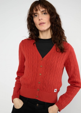 Cardigan Save the World starlight red knit accessoire mode au style contemporain