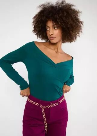 Top Lovebirds Kiss teal pearl top teal aux reflets nacr�s