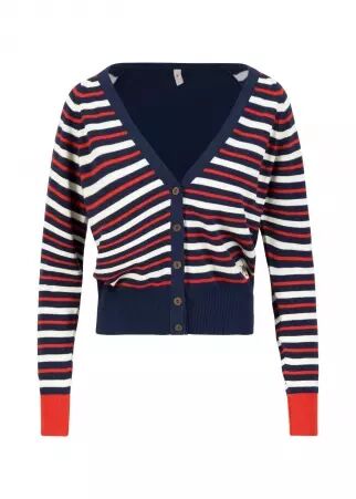 Cardigan Bright Side of Life classic north sea waves stripe �l�ment mode � l'esth�tique actuelle