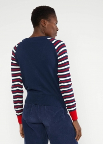 Cardigan Bright Side of Life classic north sea waves stripe article mode au design soign&eacute;