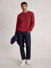 Pull col rond Whitestuff Attadale bordeaux v&ecirc;tement chic et chaud