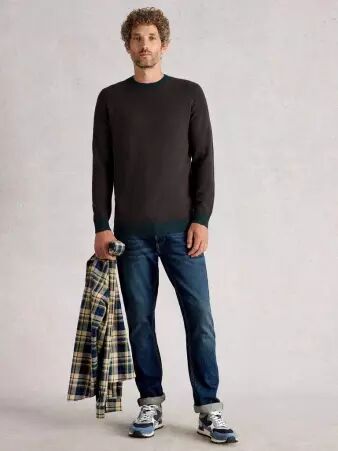 Pull en m�rino Whitestuff col rond brun pull m�rino brun � col rond classique