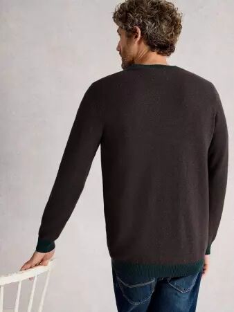Pull en m�rino Whitestuff col rond brun pull m�rino brun � col rond classique