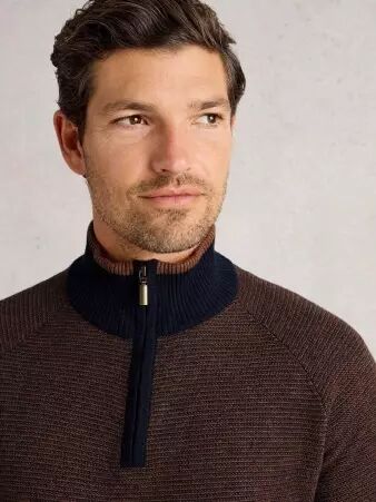 Pull en m�rino Whitestuff col camionneur brun pull m�rino col zipp� brun