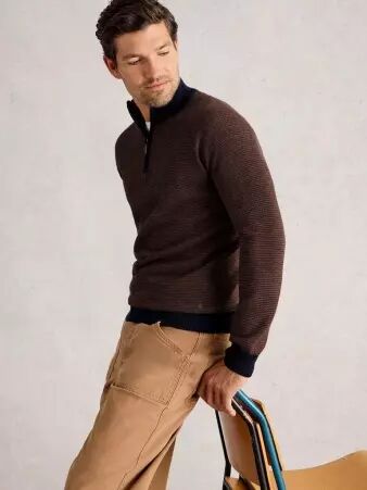 Pull en m�rino Whitestuff col camionneur brun pull m�rino col zipp� brun