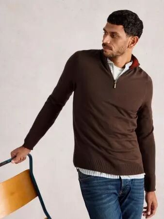 Pull Whitestuff Newport camionneur m�rino brun pull zipp� raffin�