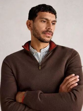 Pull Whitestuff Newport camionneur m�rino brun pull zipp� raffin�