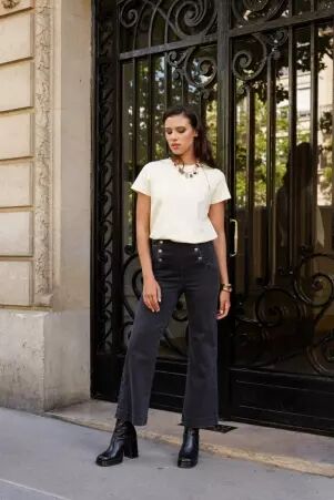 Pantalon � pont Victorine Gris moyen pantalon � pont gris moyen � l'allure moderne