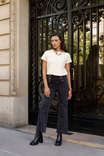 Pantalon &agrave; pont Victorine Gris moyen pantalon &agrave; pont gris moyen &agrave; l'allure moderne
