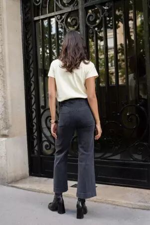 Pantalon � pont Victorine Gris moyen pantalon � pont gris moyen � l'allure moderne