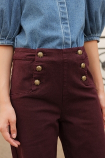 Pantalon à pont Victorine Bordeaux