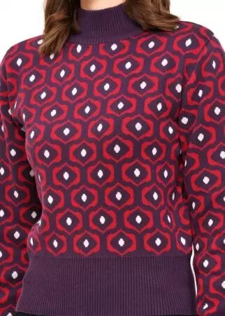 Geo pattern high neck knit article mode au design soign�