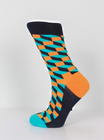 Chaussettes coton Caro Line orange pi�ce vestimentaire � l'allure tendance