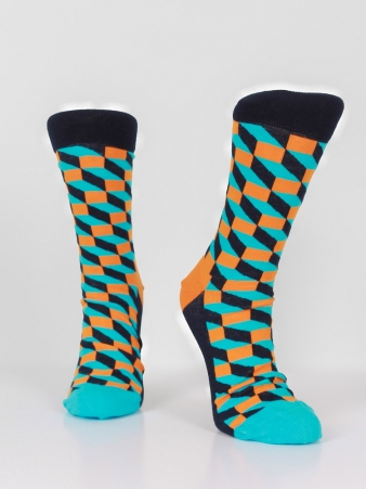 Chaussettes coton Caro Line orange pi�ce vestimentaire � l'allure tendance