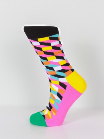 Chaussettes coton Caro Line rose �l�ment mode � l'esth�tique actuelle