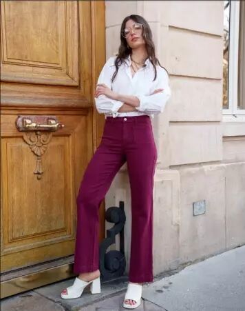 Pantalon wide leg bordeaux pantalon large bordeaux profond et chic
