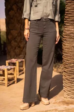 Pantalon wide leg kaki pantalon large kaki � l'inspiration naturelle