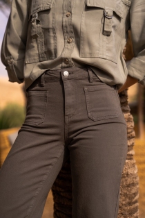 Pantalon wide leg kaki pi&egrave;ce mode ample facile &agrave; associer